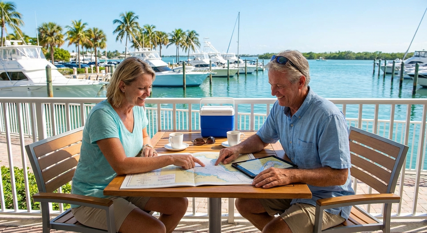 Relaxing yacht charter experience from Pompano Beach with friends enjoying the sun and calm waters